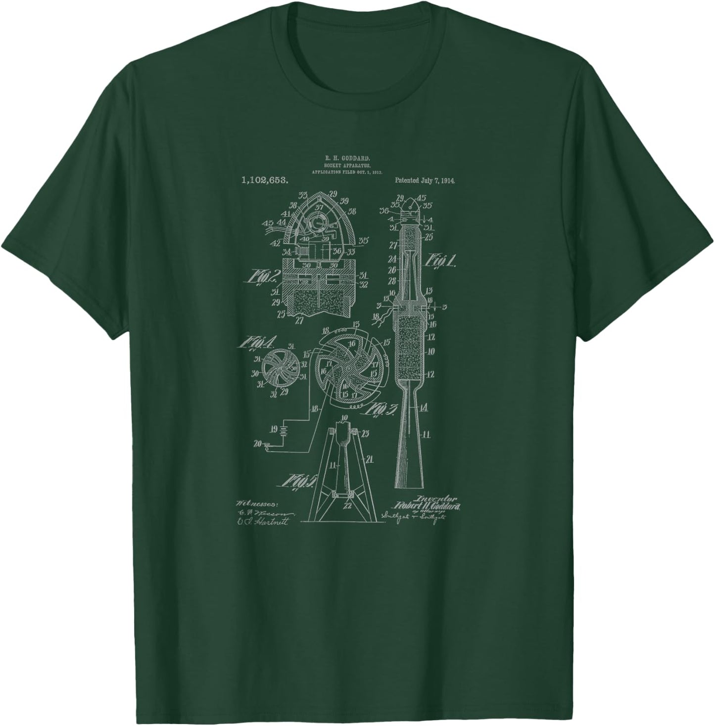 Goddard Rocket Engine Design Graphic T-Shirt - T-Shirt | Forest