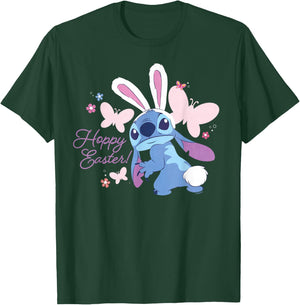 Disney Lilo & Stitch Hoppy Easter Bunny and Butterflies T-Shirt - T-Shirt | Forest