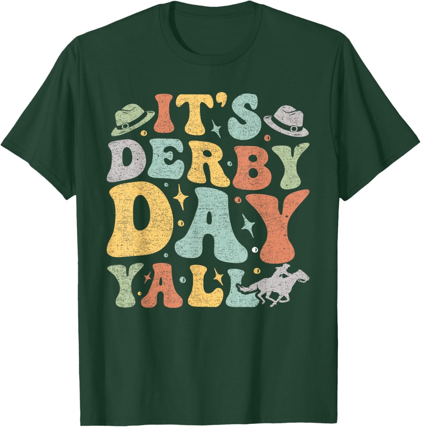 Groovy Horse Racing Derby Day Costume KY Sports Lovers T-Shirt - T-Shirt | Forest