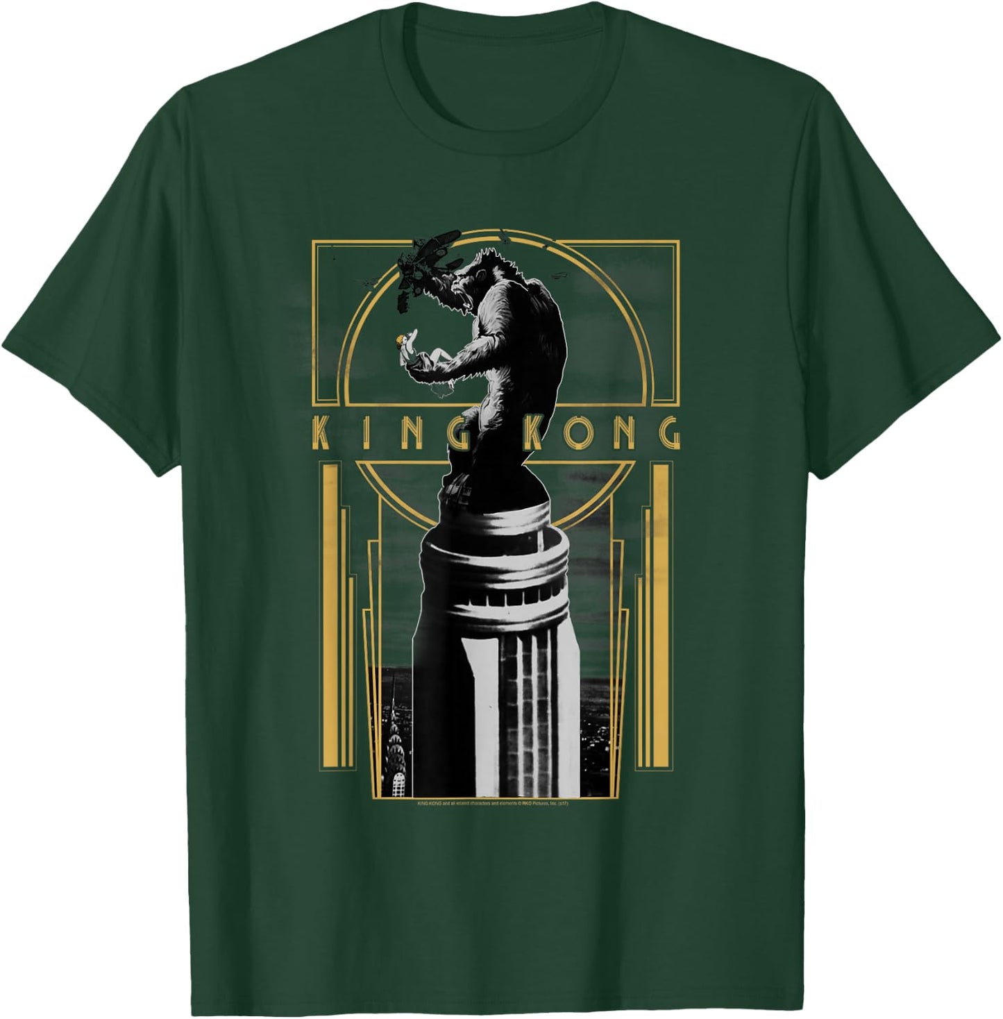 Warner Bros. King Kong Deco Grey Cotton Polyester Blend Regular Fit Short Sleeve , Small, -Adults, Women, Casual, Spring, Summer T-Shirt - T-Shirt | Forest
