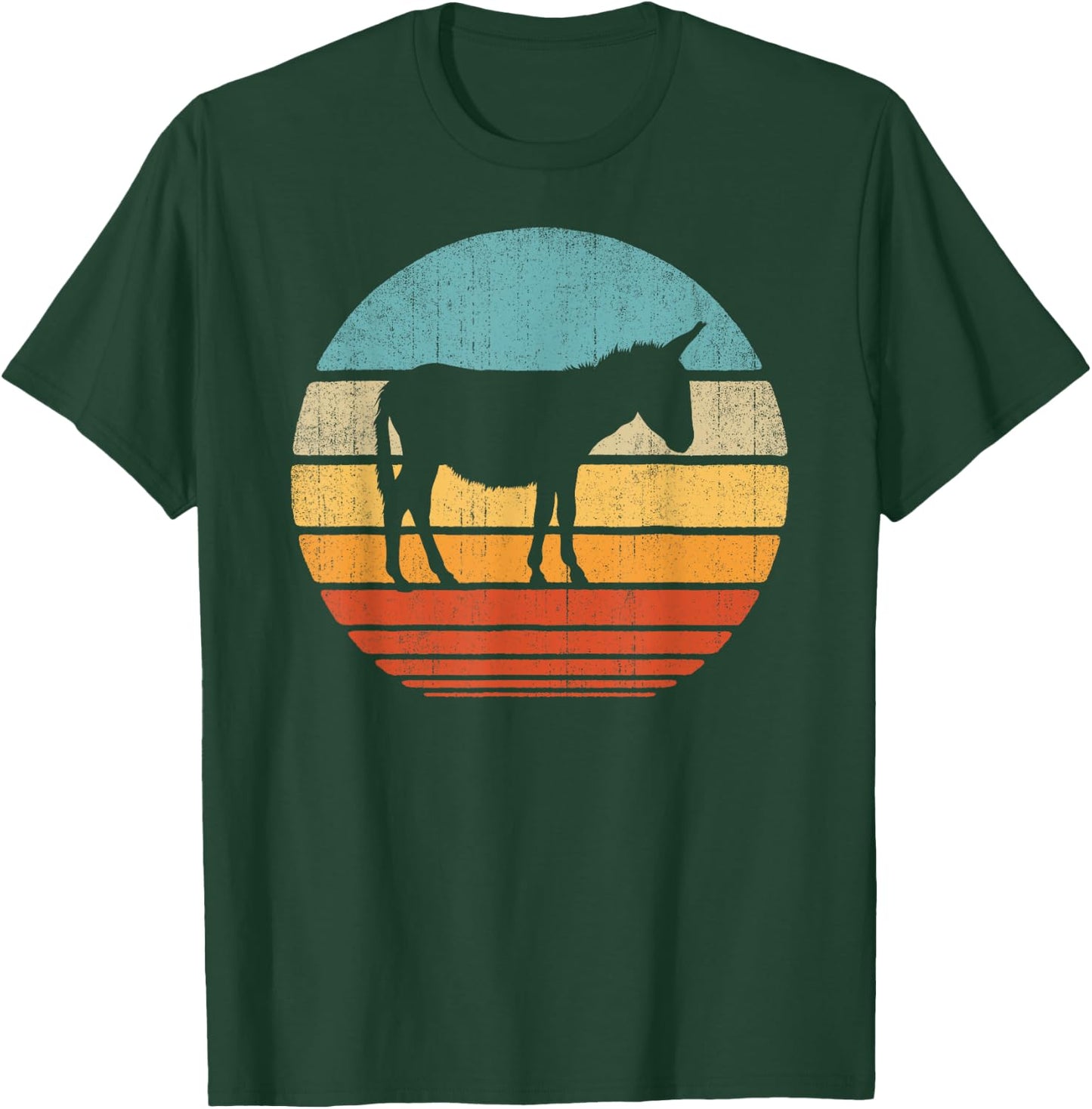 Donkey Retro Vintage 60s 70s Sunset Farm Animal Farmer Men T-Shirt - T-Shirt | Forest