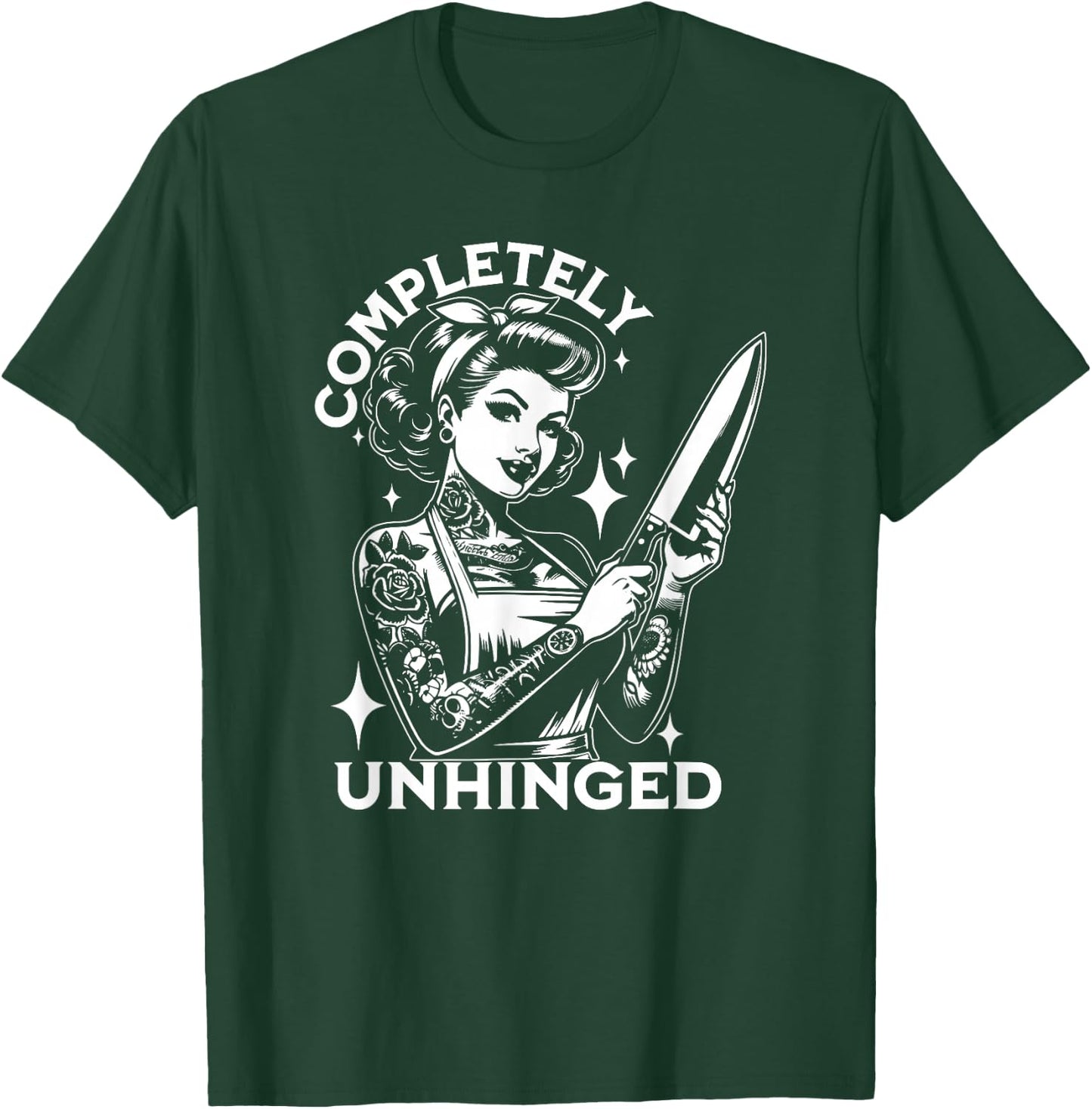 Completely Unhinged, Retro Unhinged Girl, Vintage Tattoo T-Shirt - T-Shirt | Forest