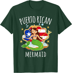 Puerto Rico Flag Puerto Rican Mermaid Kids T-Shirt - T-Shirt | Forest