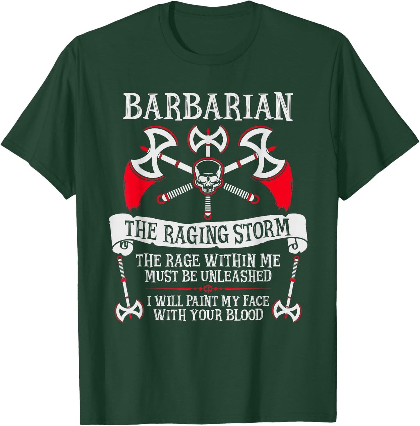 The Barbarian - Fantasy, RPG, Tabletop RPG, TTRPG, D20 T-Shirt - T-Shirt | Forest