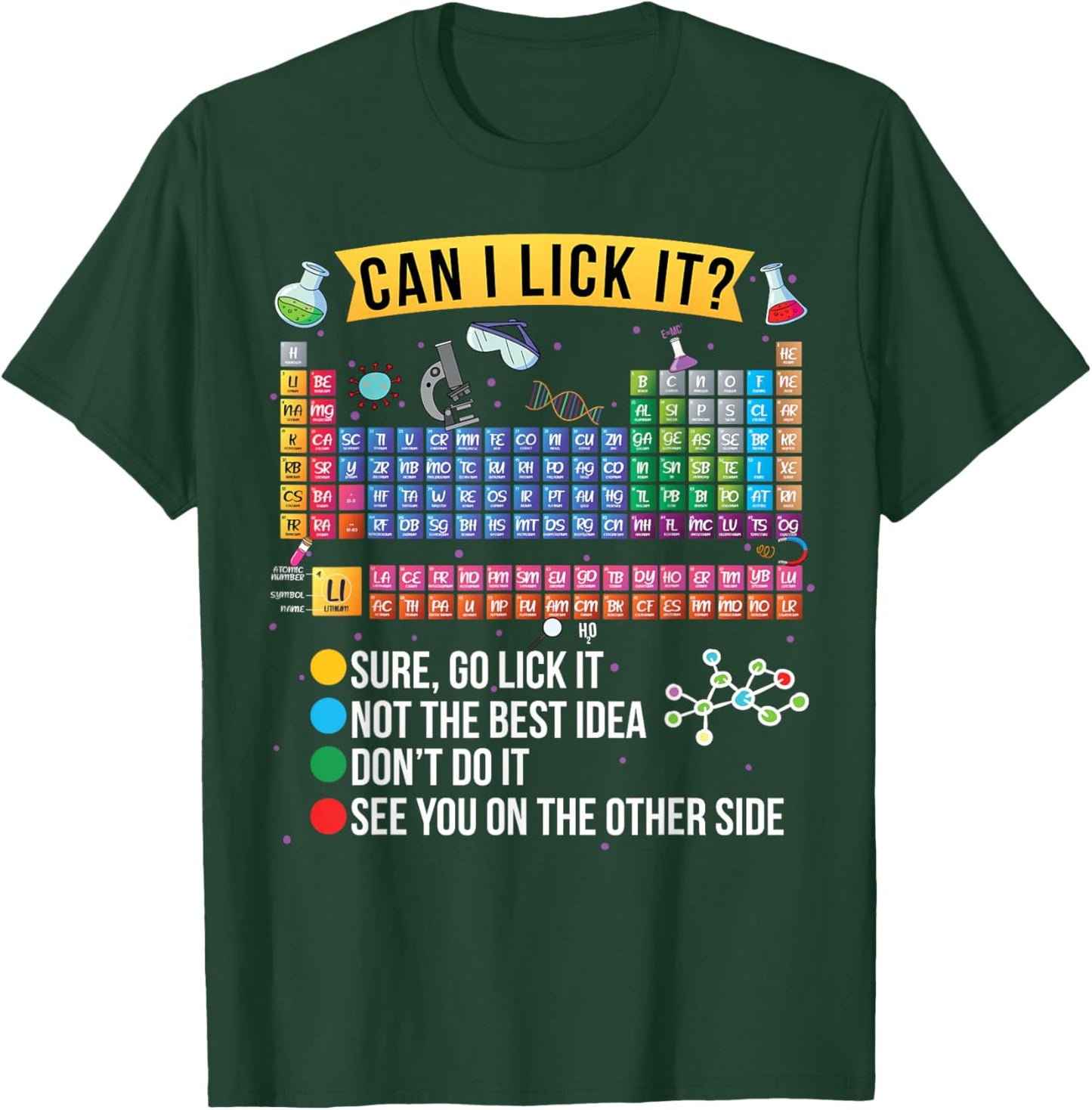 Can I Lick It Periodic Table Funny Science Chemistry Teacher T-Shirt - T-Shirt | Forest