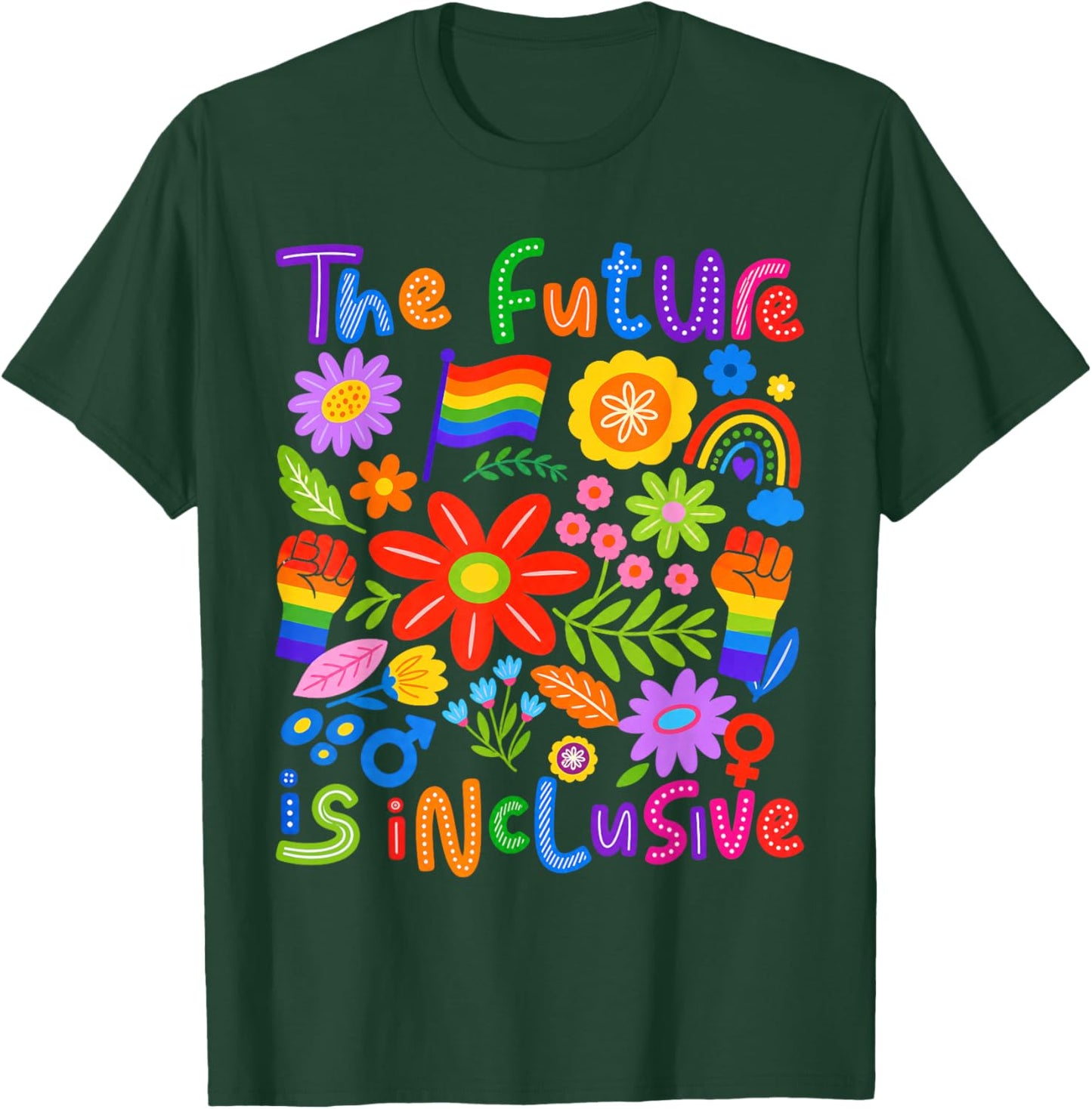 Future is Inclusive Floral Pride Toddler Kids T-Shirt - T-Shirt | Forest