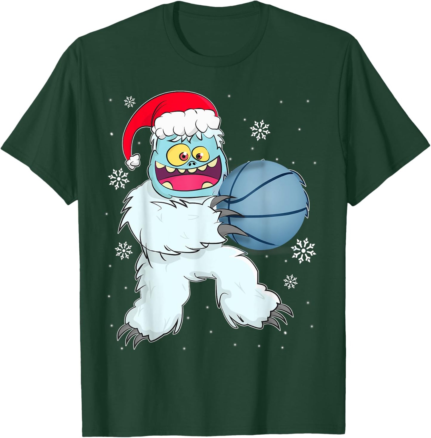 Basketball Player Yeti Abominable Snowman Christmas Pajama T-Shirt - T-Shirt | Forest
