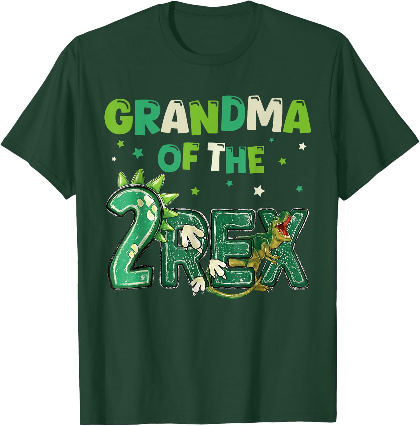 Grandma of the Two Rex Birthday Dinosaur Family Matching T-Shirt - T-Shirt | Forest