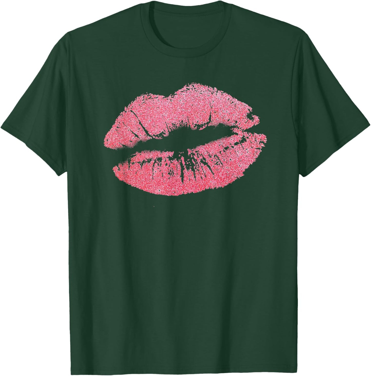Pink Lips Kisses Lipstick Sexy Lips Kiss Gift T-Shirt - T-Shirt | Forest