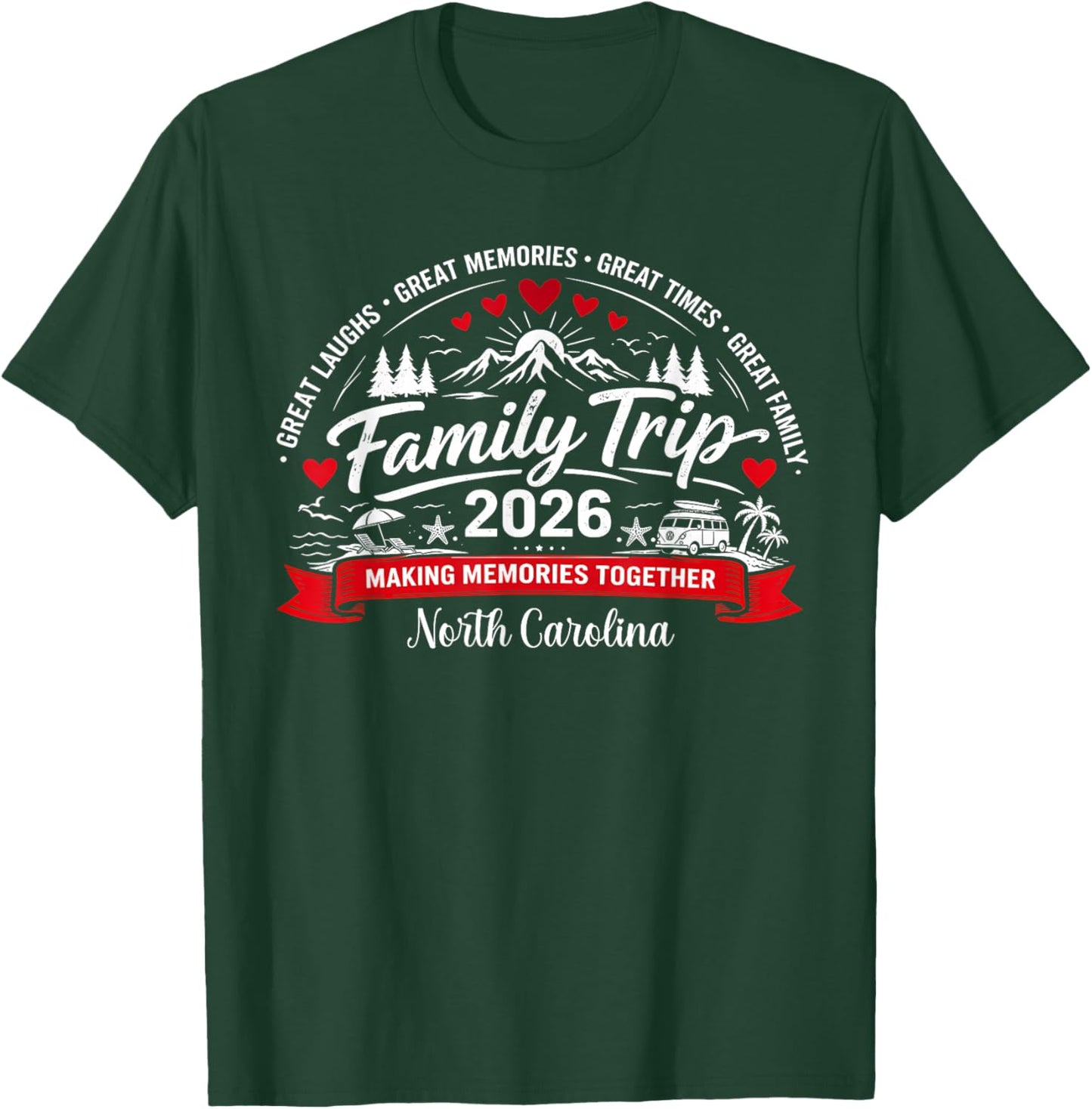 Family Trip 2026 North Carolina Vacation Matching Family T-Shirt - T-Shirt | Forest