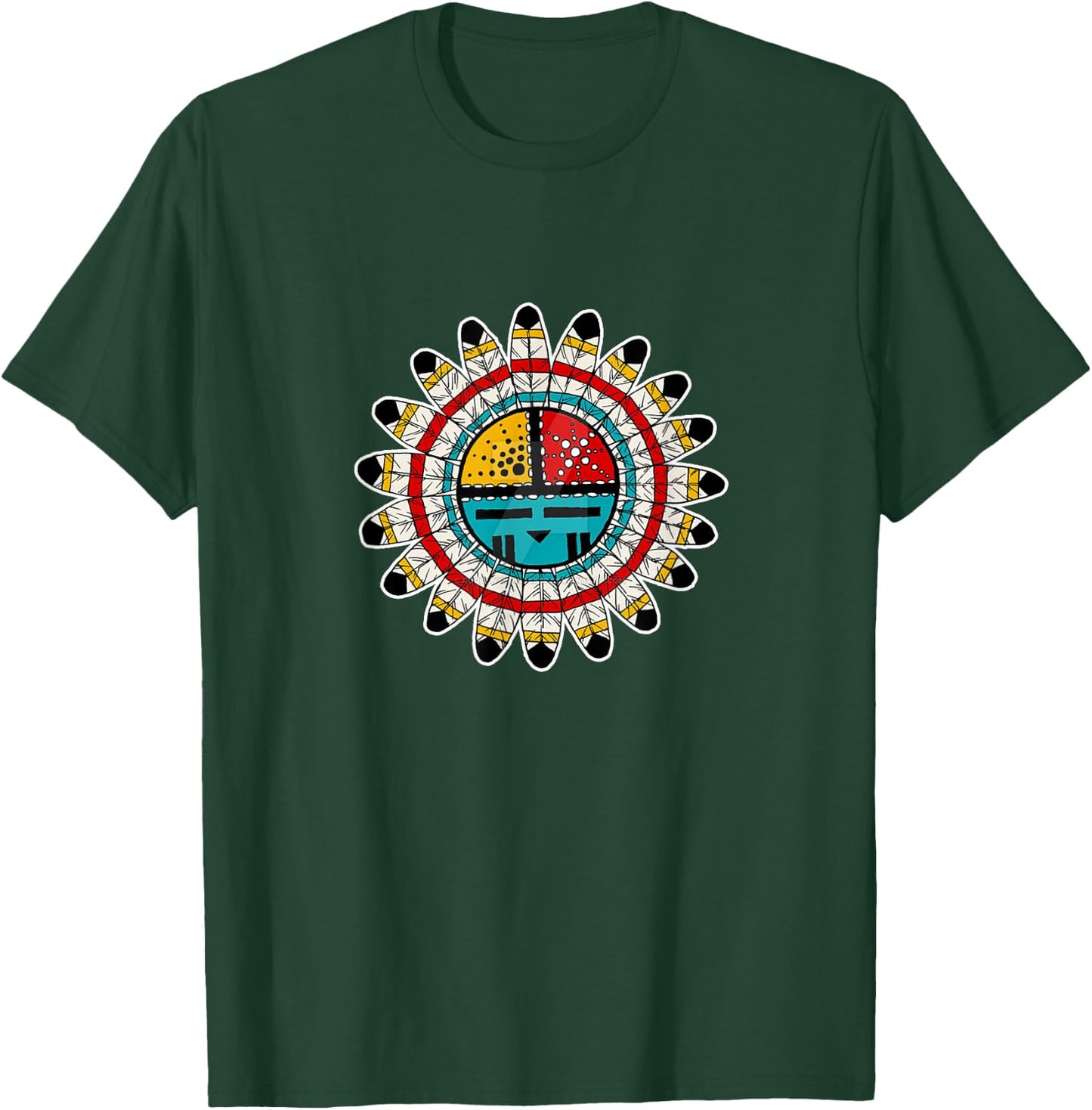 Hopi Kachina Native American , -Adults, Black, Small, Short Sleeve, Modern Graphic T-Shirt - T-Shirt | Forest