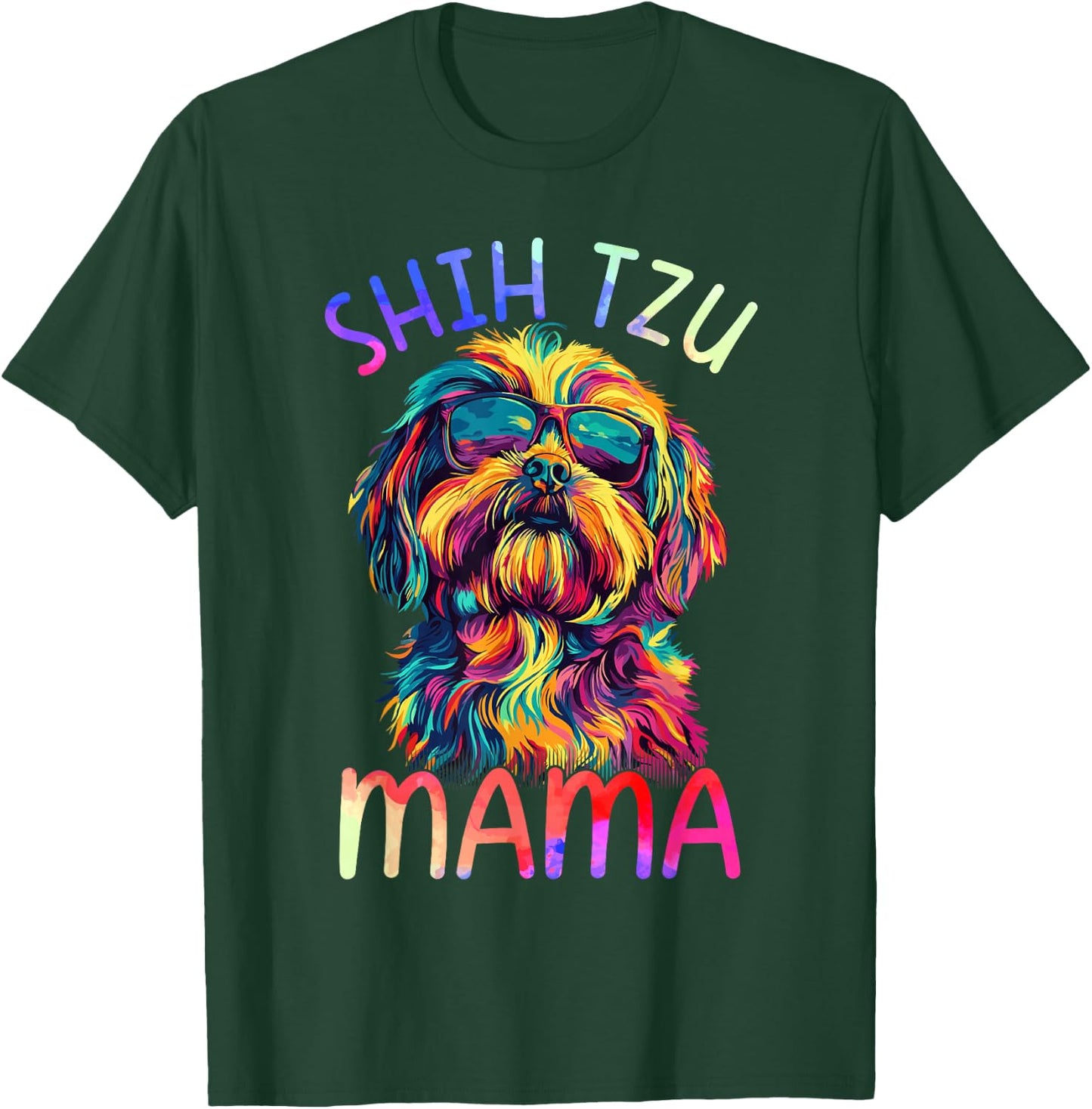 Shih Tzu Mom Mama Colorful Pop Art Shih Tzu Dog T-Shirt - T-Shirt | Forest