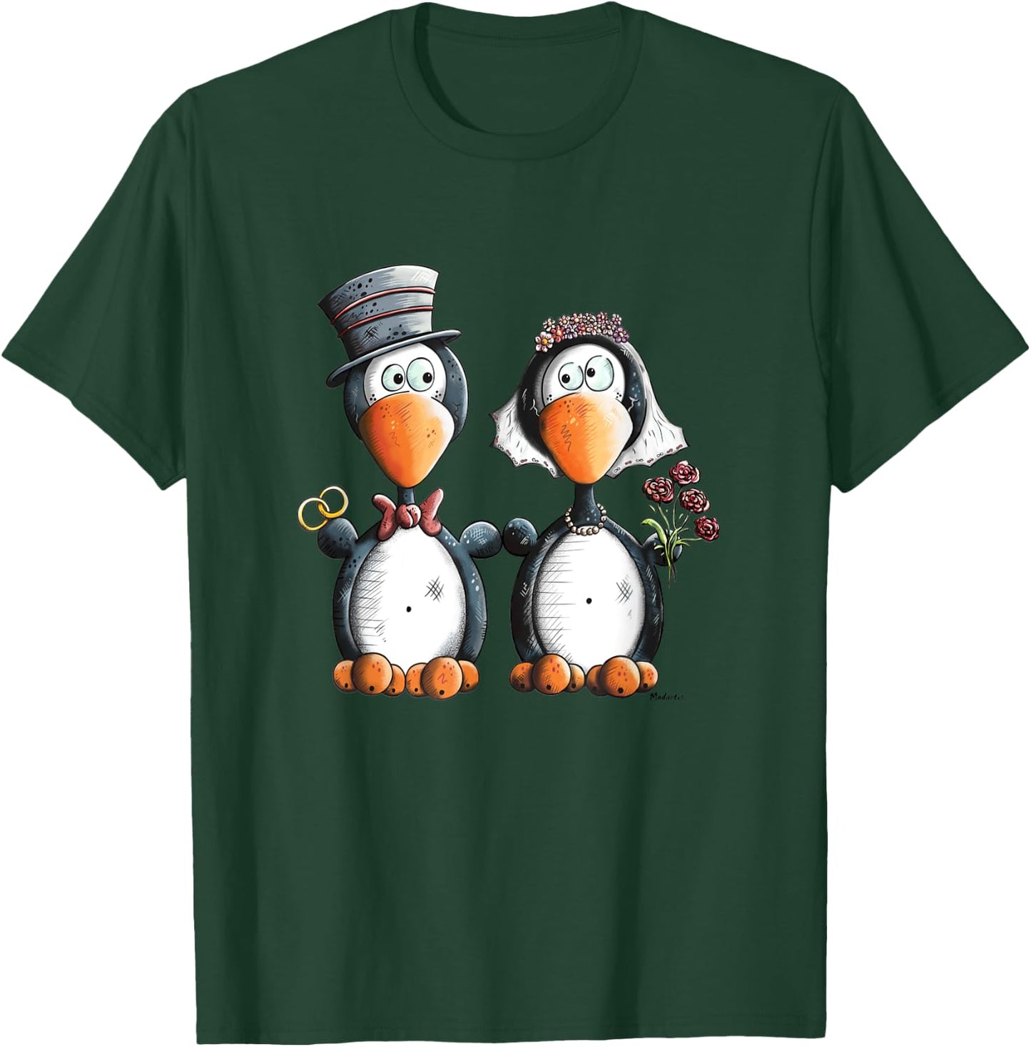 Awesome Penguin Wedding Gift Bride And Groom T-Shirt - T-Shirt | Forest