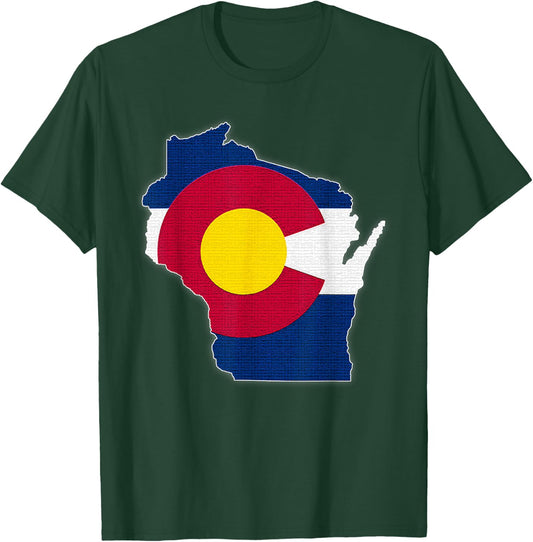 WISCONSIN STATE MAP COLORADO CO Flag Roots Men Women Gift T-Shirt - T-Shirt | Forest