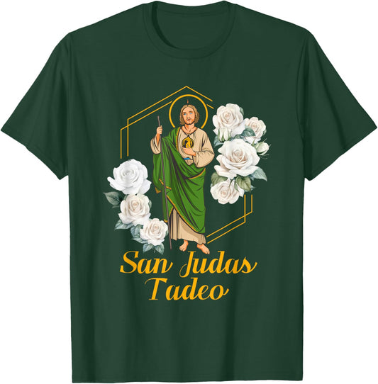 San Judas Tadeo con rosas T-Shirt - T-Shirt | Forest