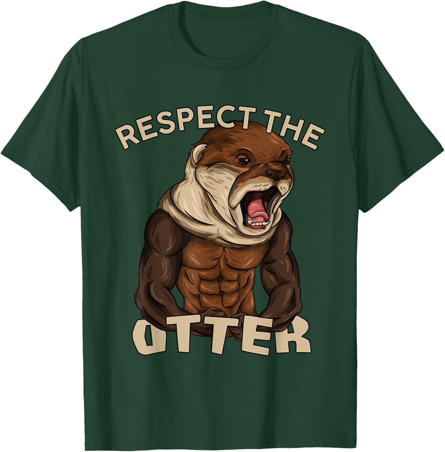 Respect The Otter - Muscular Fitness Bodybuilder Animal T-Shirt - T-Shirt | Forest
