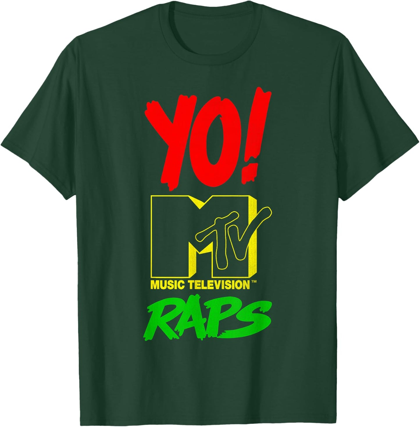 Yo! Mtv Raps Red Yellow Green Stack Text T-Shirt - T-Shirt | Forest