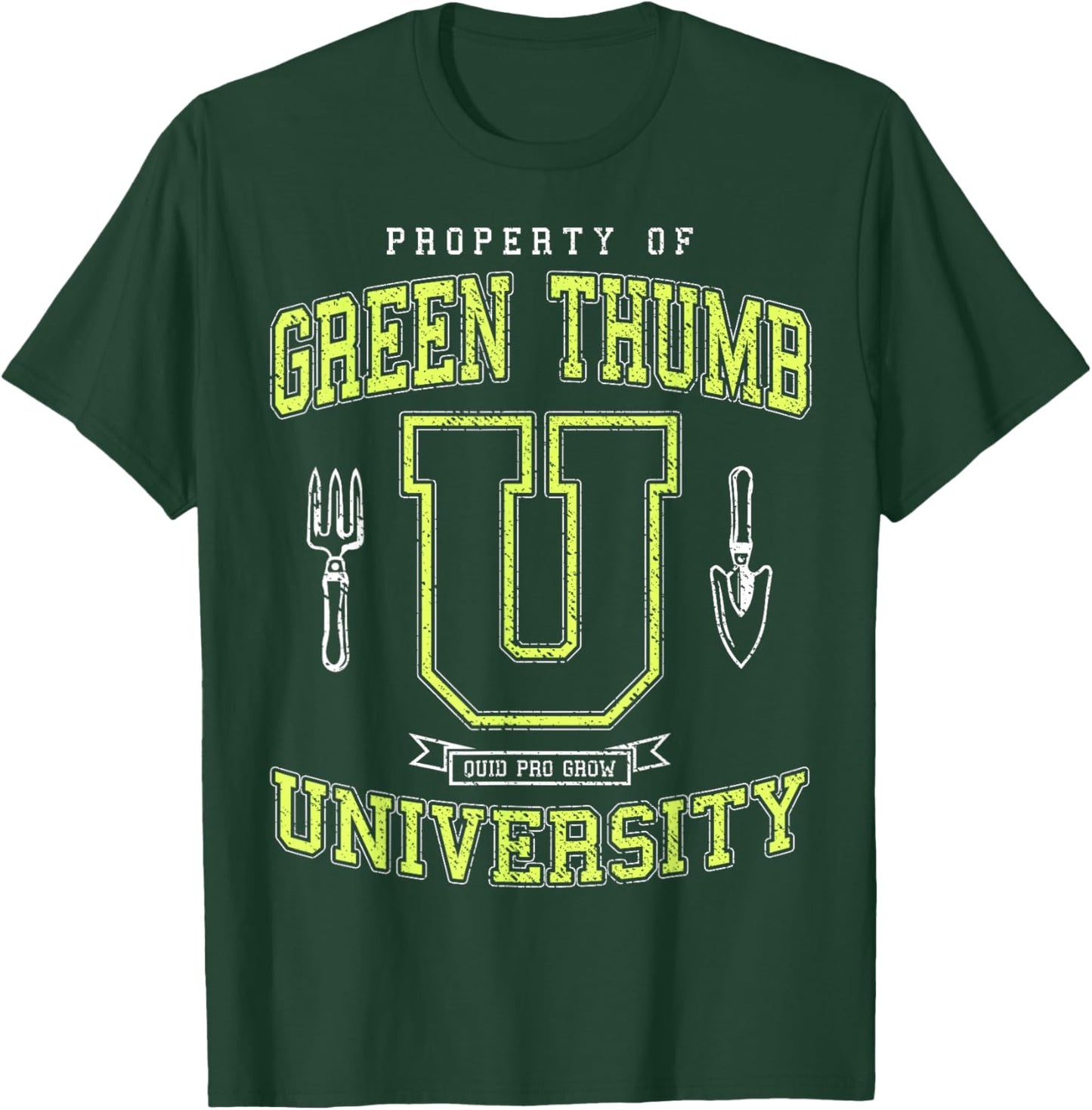 Funny Green Thumb University Vintage Varsity Plant Lover T-Shirt - T-Shirt | Forest