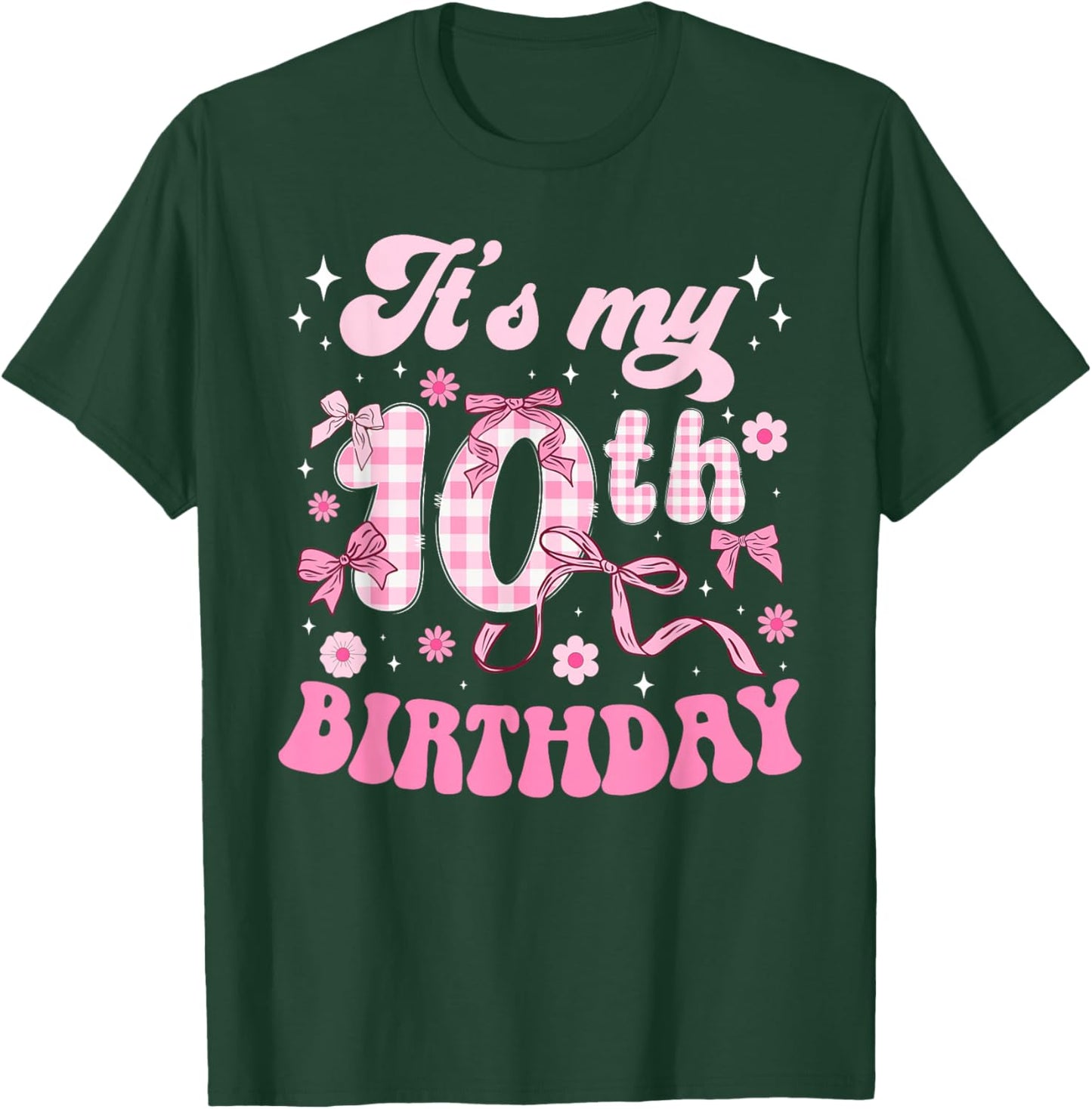 10th Coquette Birthday Party Ten Year Old Bow T-Shirt - T-Shirt | Forest