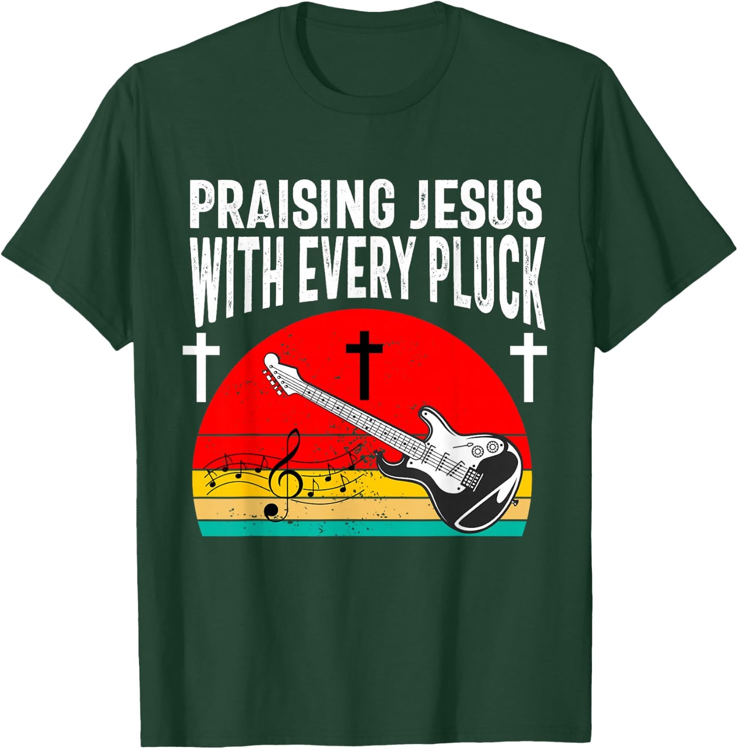 Christian Bass Guitar Player Worship Jesus Bassist Music T-Shirt - T-Shirt | Forest