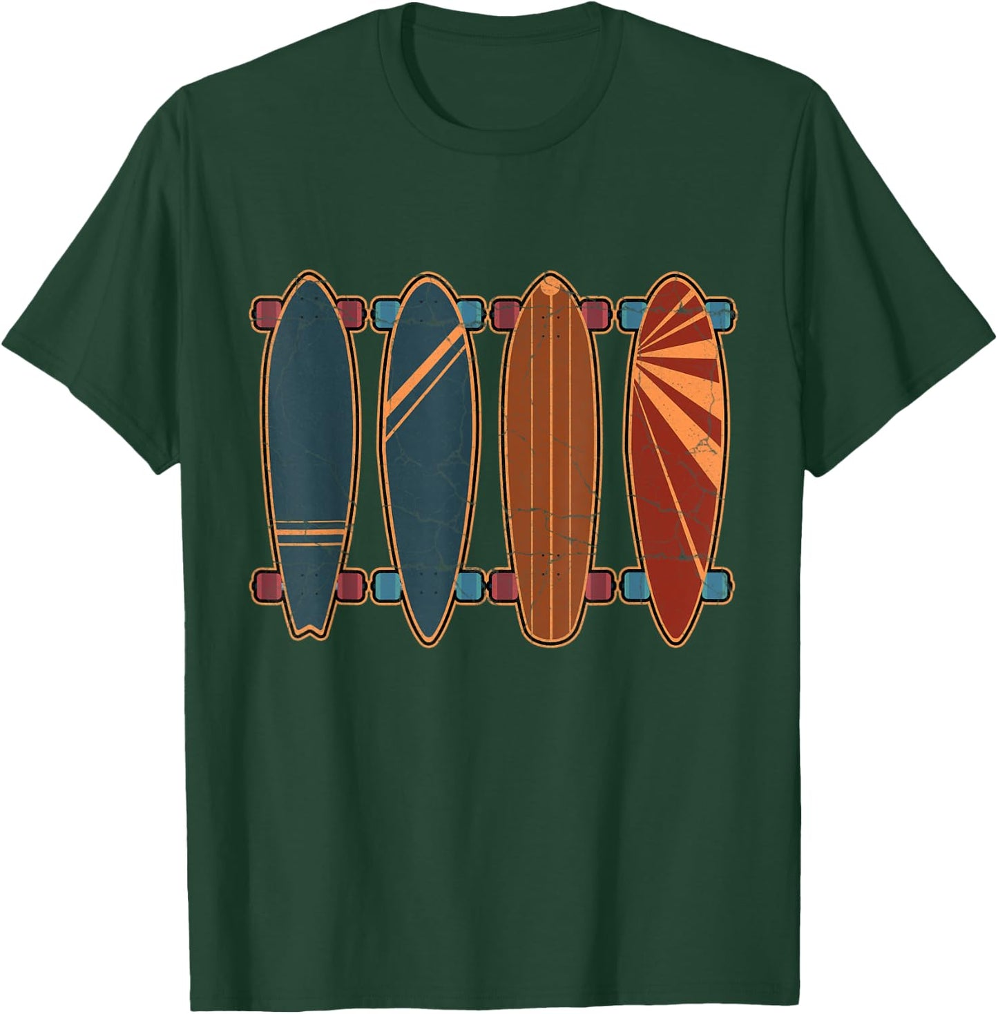 Distressed Longboard Longboarding Lovers & Longboarder Gift T-Shirt - T-Shirt | Forest