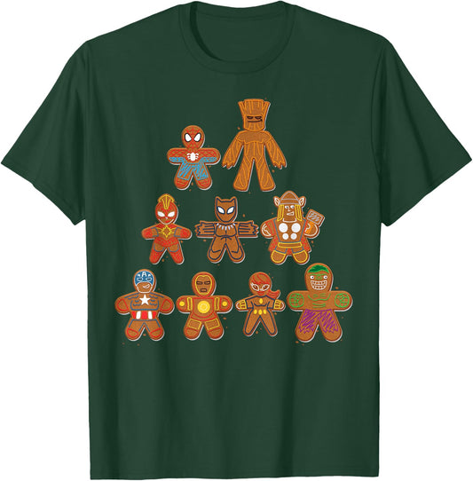 Marvel Avengers Gingerbread Cookie Tree T-Shirt - T-Shirt | Forest