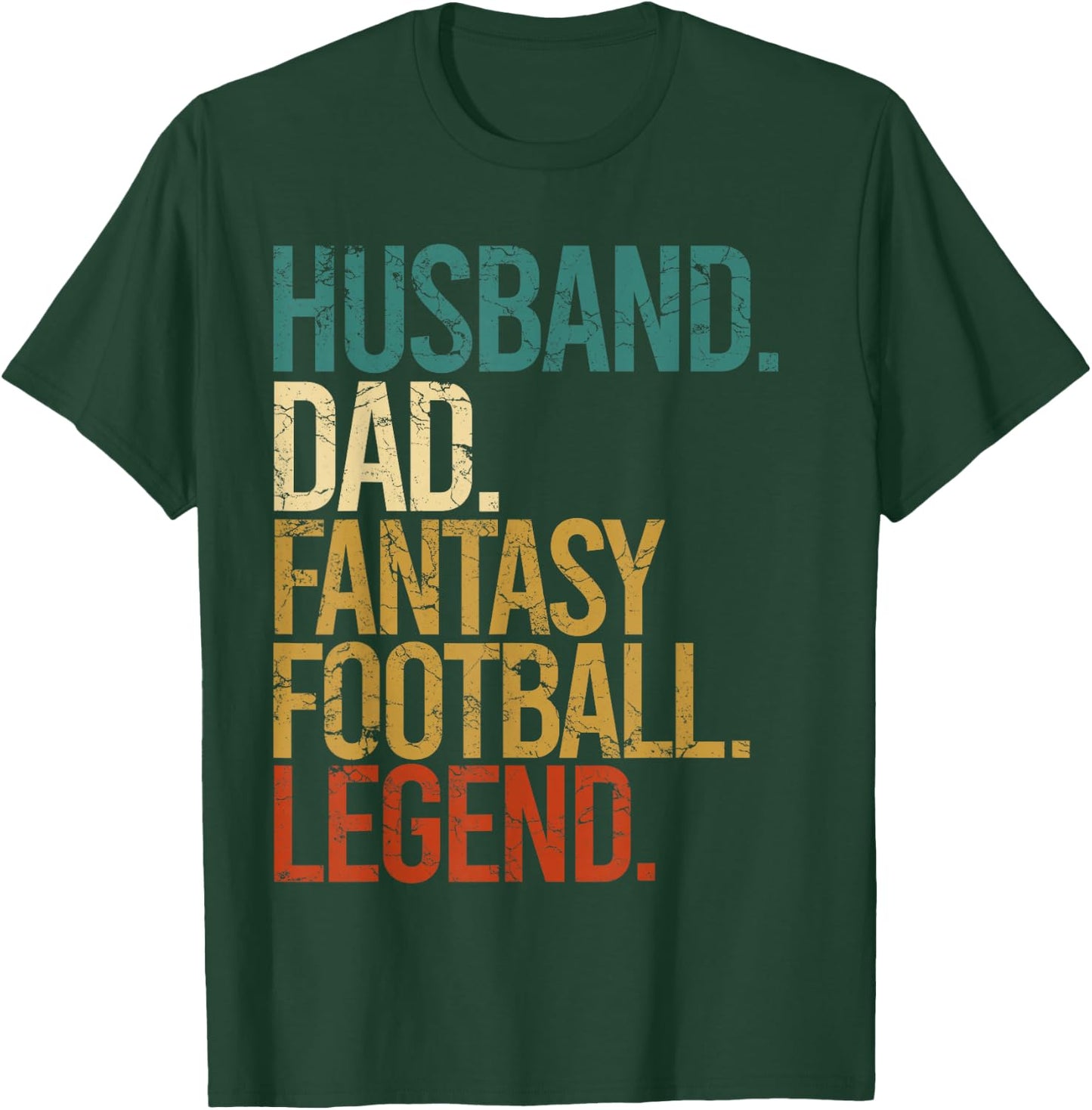 Husband Dad Fantasy Football Legend Funny Men Retro DIY Gift T-Shirt - T-Shirt | Forest