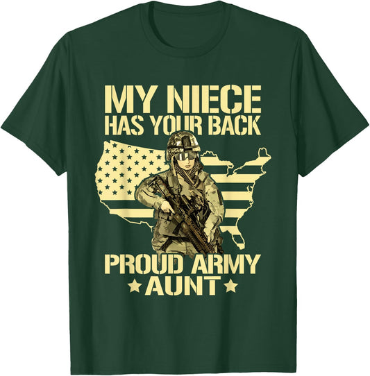 My Niece Has Your Back Proud Army Aunt Military Auntie Gift T-Shirt - T-Shirt | Forest