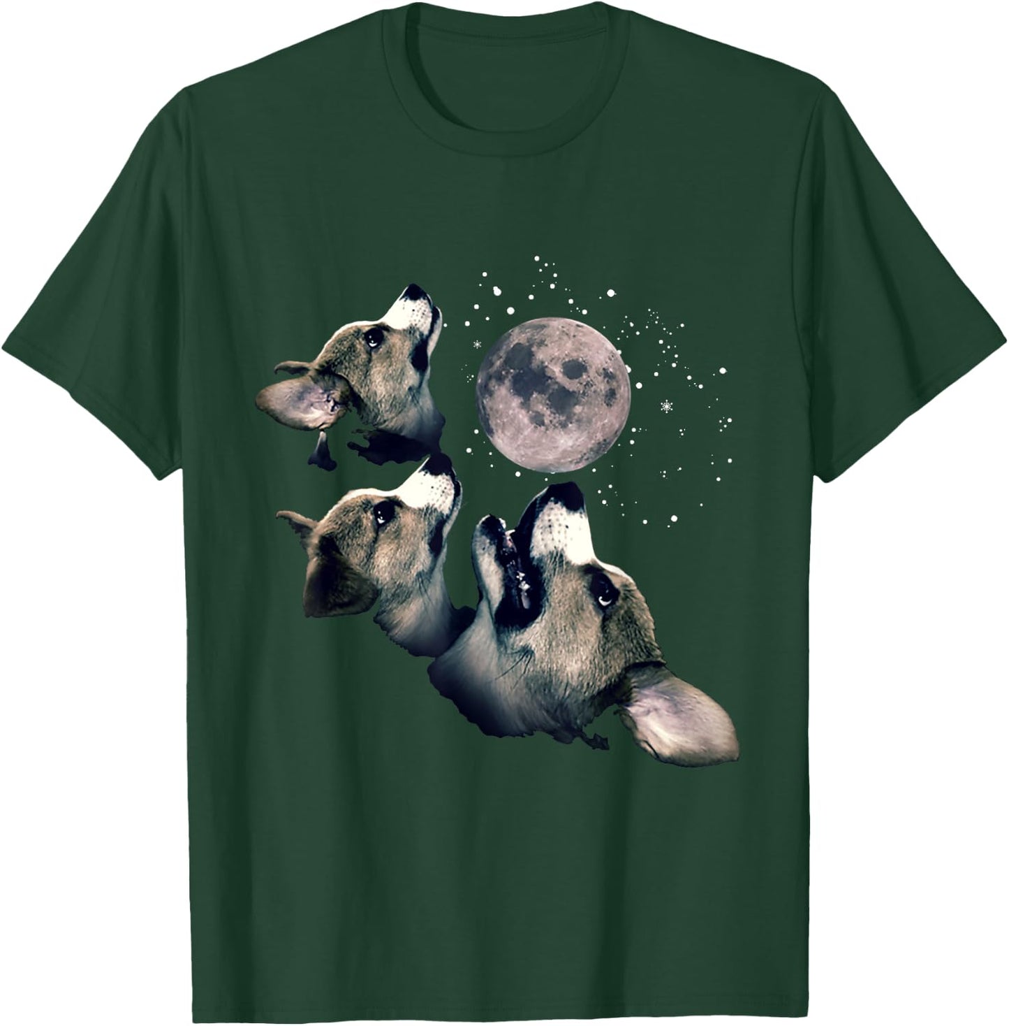 Funny Three Corgi Moon Wolf Parody Gift Lovers T-Shirt - T-Shirt | Forest