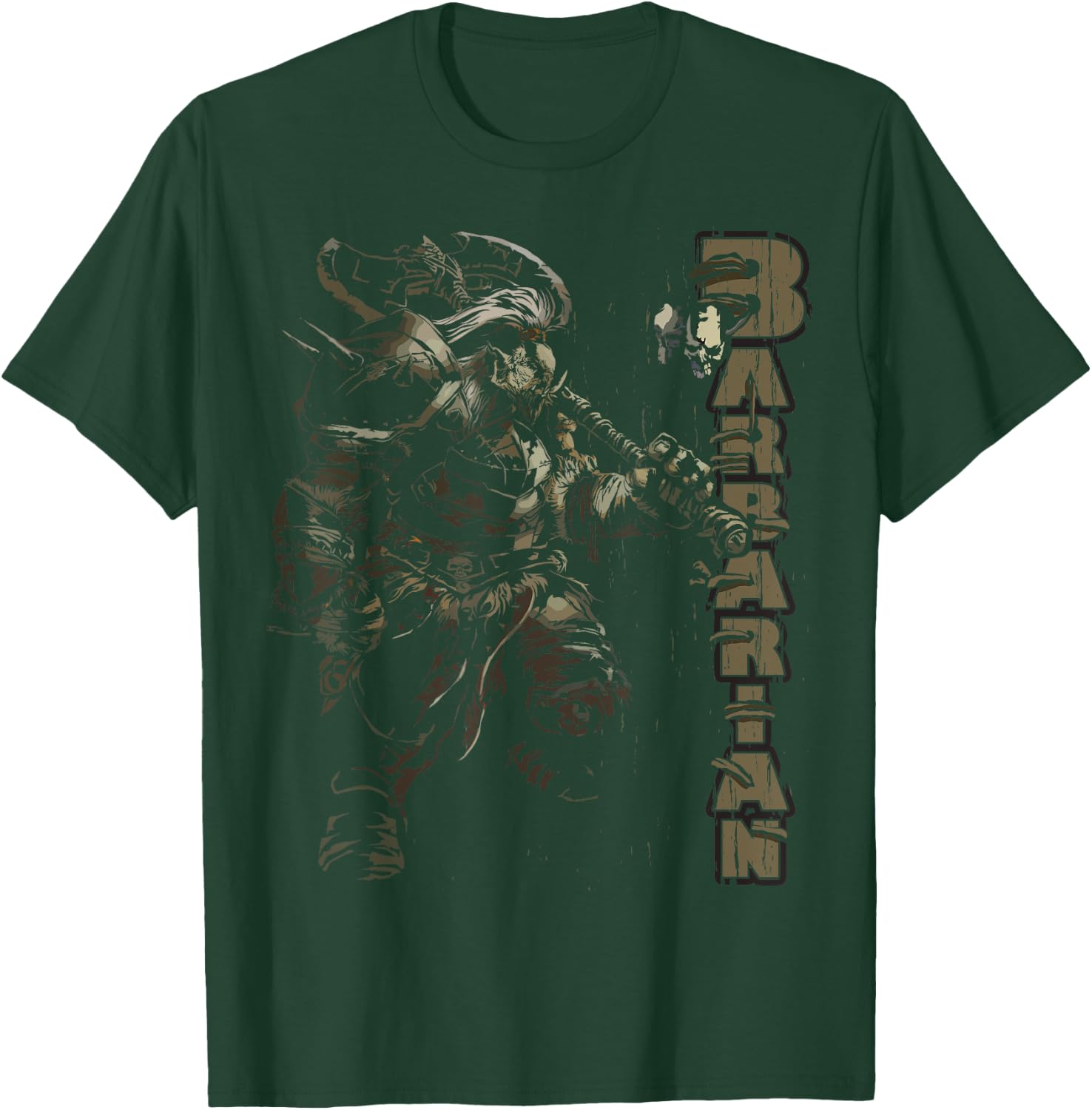 Half Orc Barbarian Fantasy Tabletop RPG Roleplaying Gamer T-Shirt - T-Shirt | Forest