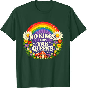 No Kings But Yes Queens Rainbow Feminist Retro Women T-Shirt - T-Shirt | Forest