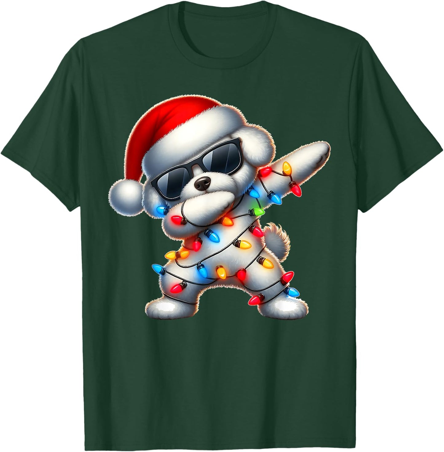 Dabbing Bichon Frise Dog Sunglasses Cute Christmas Xmas T-Shirt - T-Shirt | Forest