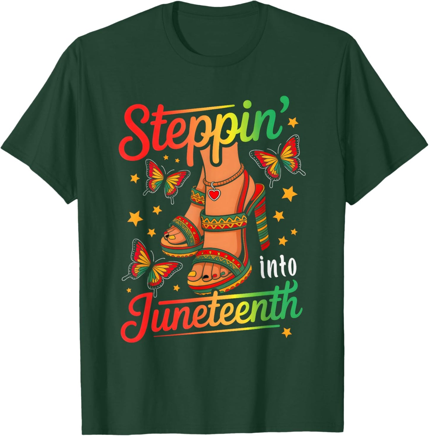 Stepping Into Black Juneteenth High Heels Girls T-Shirt - T-Shirt | Forest