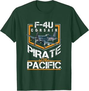 WW2 Plane F4U Corsair Pirate of the Pacific Shirt Gift T-Shirt - T-Shirt | Forest