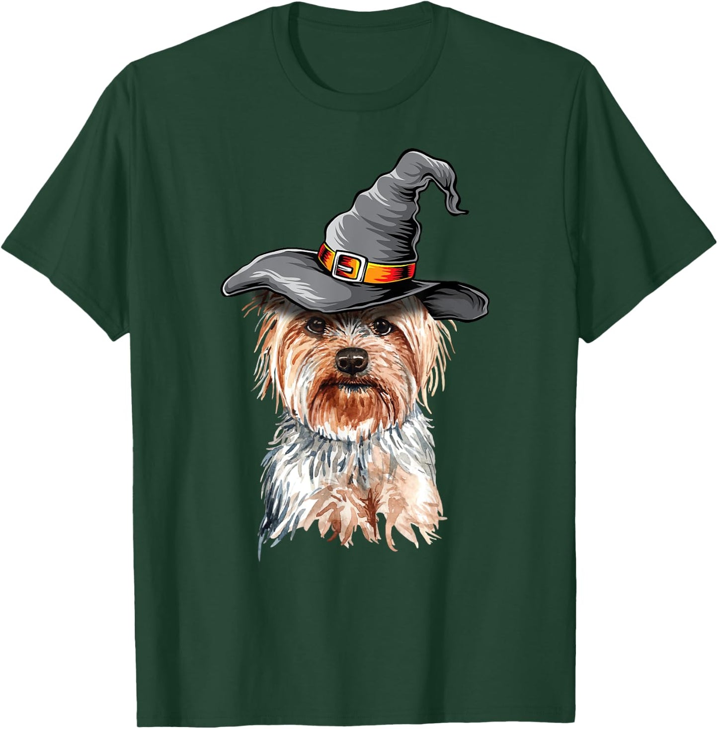 Yorkie Halloween Witch Hat Yorkie Dog Halloween Men Women Kids T-Shirt - T-Shirt | Forest