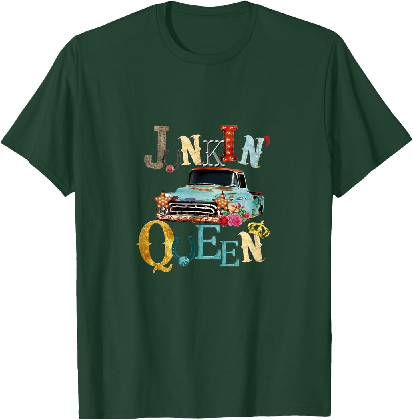 Junking Queen Thrift Queen Americana Truck Funky Junk T-Shirt - T-Shirt | Forest
