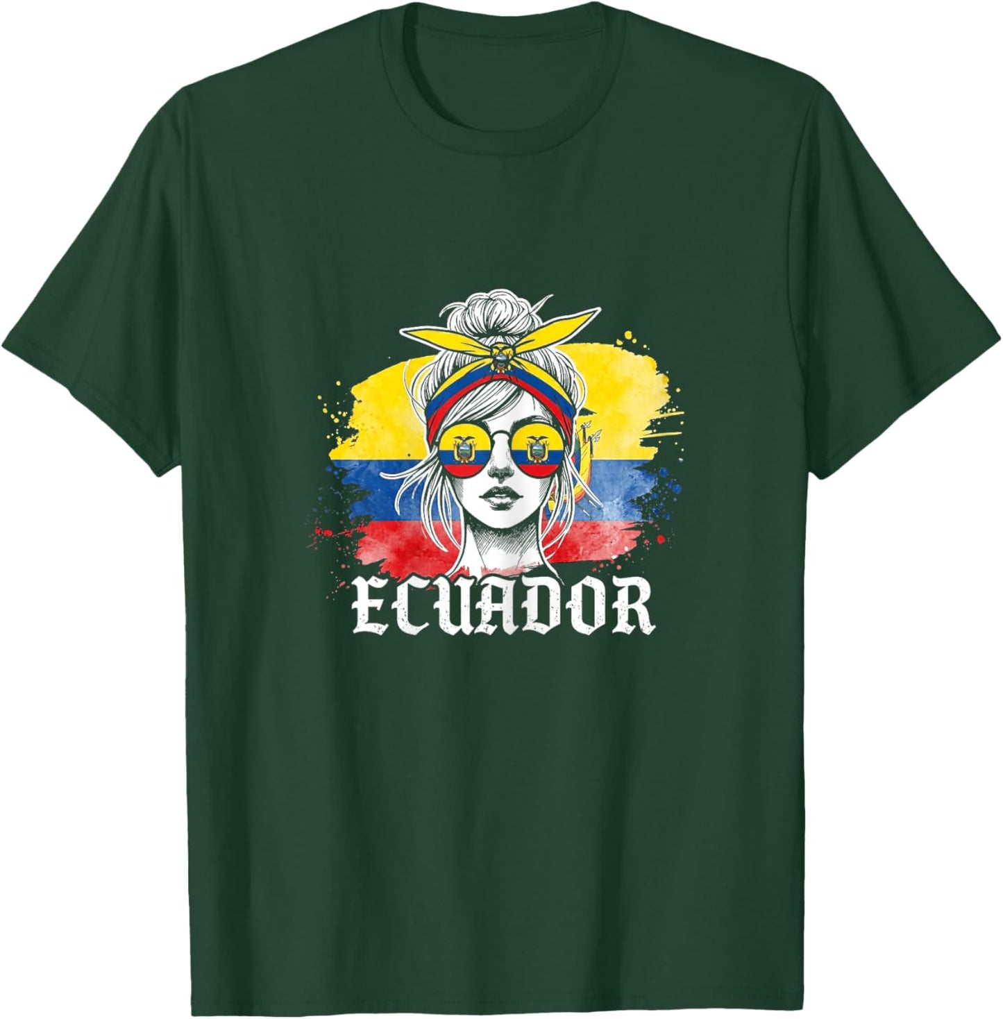 Ecuadorian Flag Pride Ecuador Messy Bun T-Shirt - T-Shirt | Forest