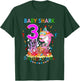 Baby 3 Year Old Shark Birthday Girl Gift T-Shirt - T-Shirt | Forest