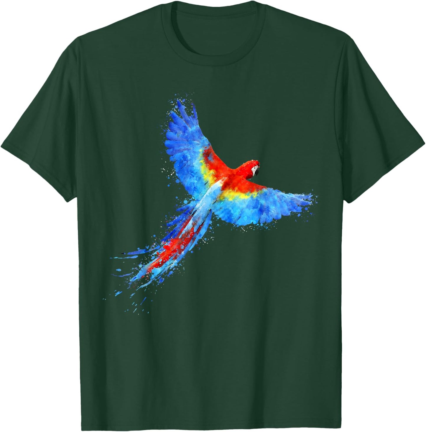 Watercolour colourful scarlet macaw parrot bird painting T-Shirt - T-Shirt | Forest