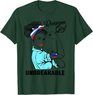 Russian Girl Unbreakable Heritage Russia Flag Gift T-Shirt - T-Shirt | Forest