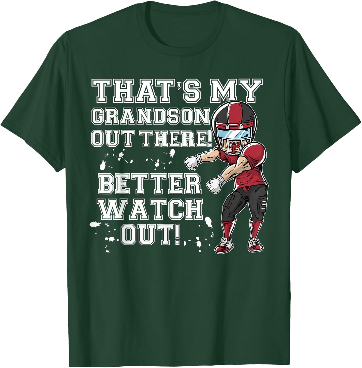 That's My Grandson Out There Red Football Grandma T-Shirt - T-Shirt | Forest