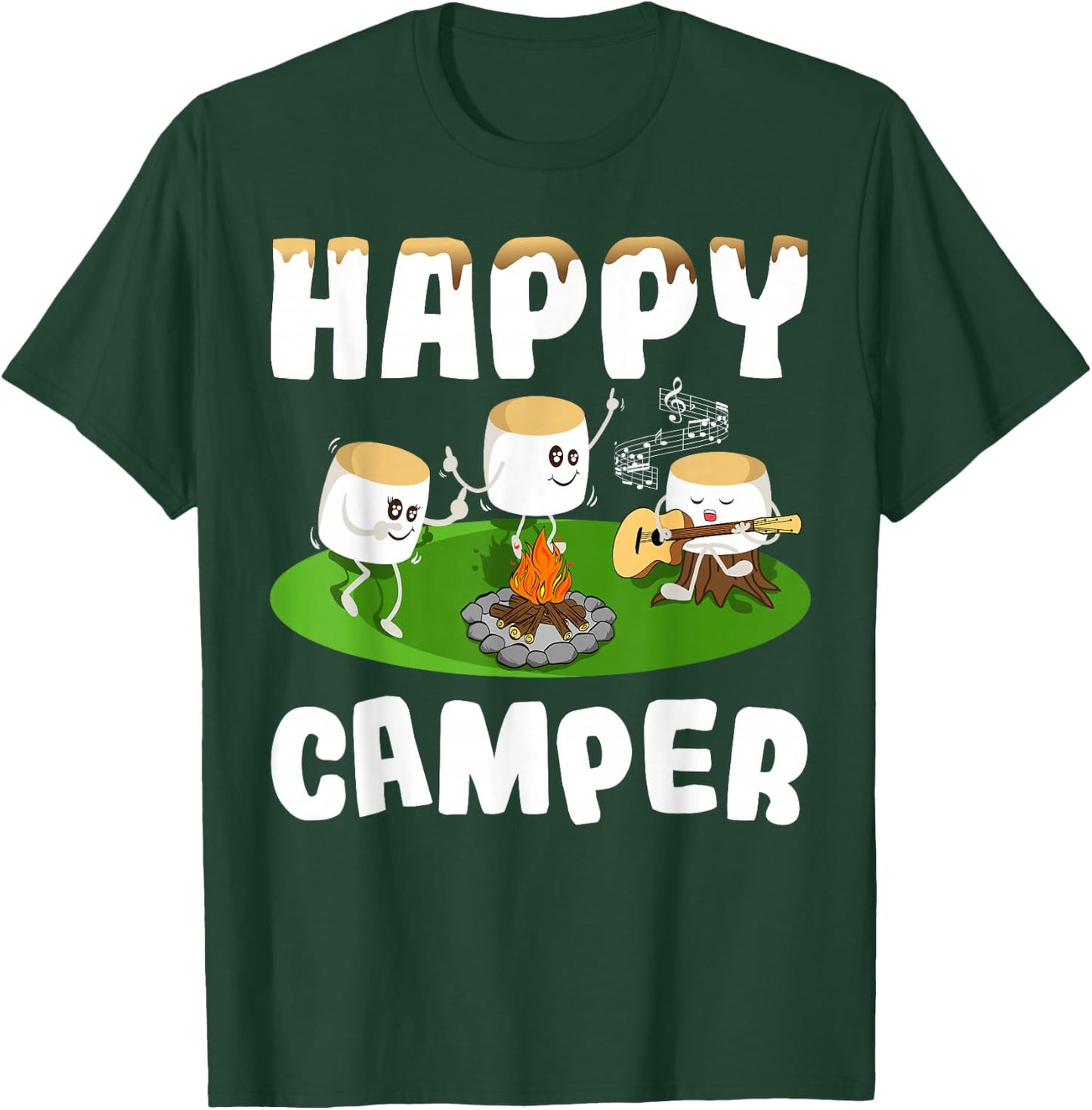 Marshmallows Happy Camper Motorhome Life Camping T-Shirt - T-Shirt | Forest