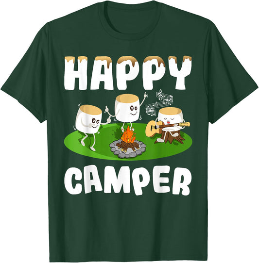 Marshmallows Happy Camper Motorhome Life Camping T-Shirt - T-Shirt | Forest
