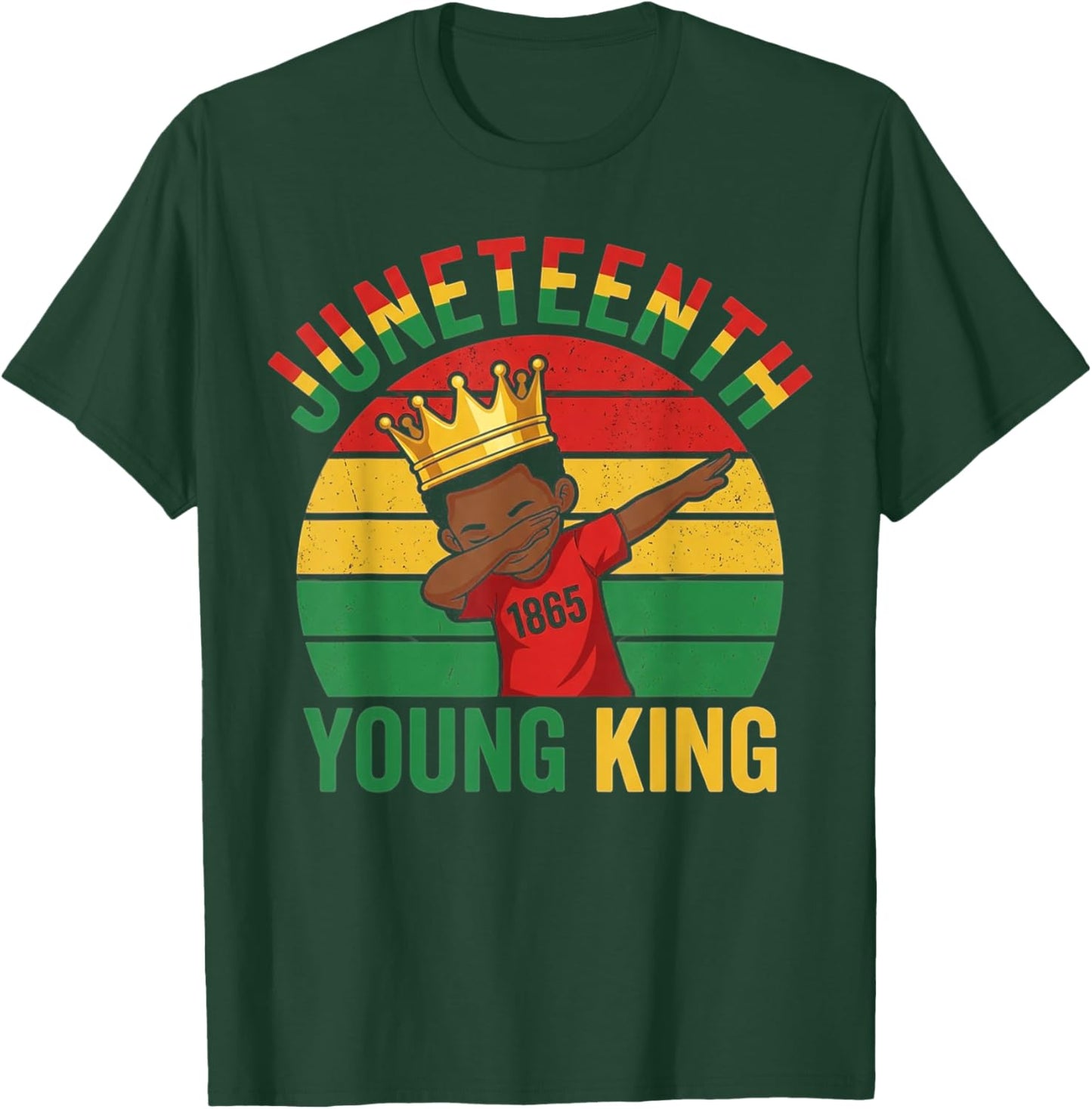 Juneteenth Young King Black African June 19th Boys Men Kids T-Shirt - T-Shirt | Forest