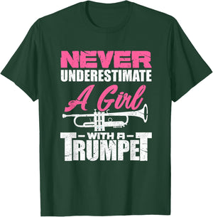 Trumpet Girl Funny Trumpet Player Marching Band T-Shirt - T-Shirt | Forest