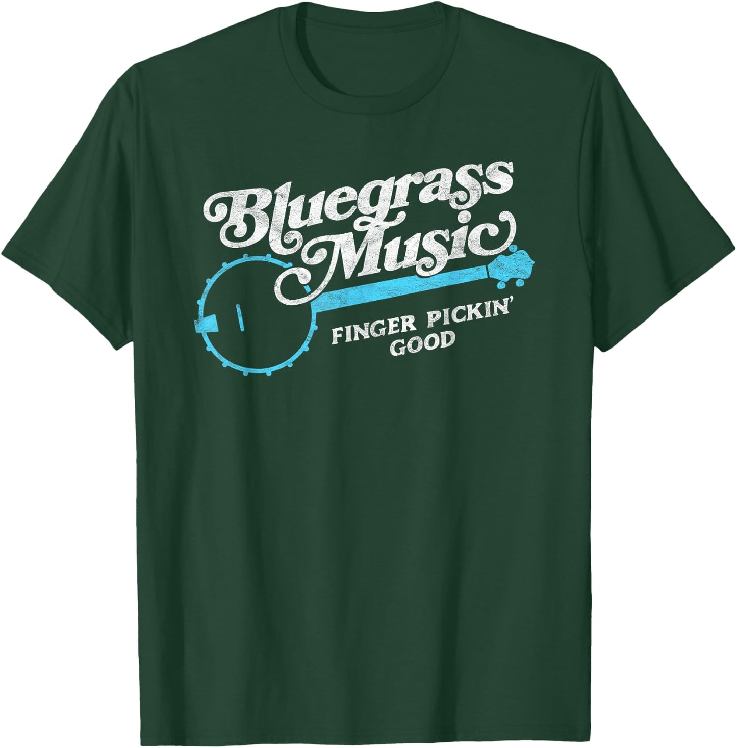 Bluegrass Music - Finger Pickin' Good Banjo Design Graphic T-Shirt - T-Shirt | Forest