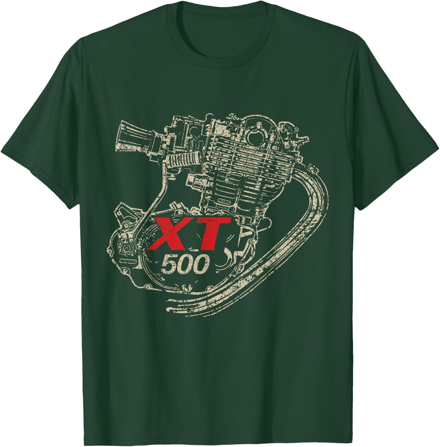 XT 500 engine retro distressed design T-Shirt - T-Shirt | Forest