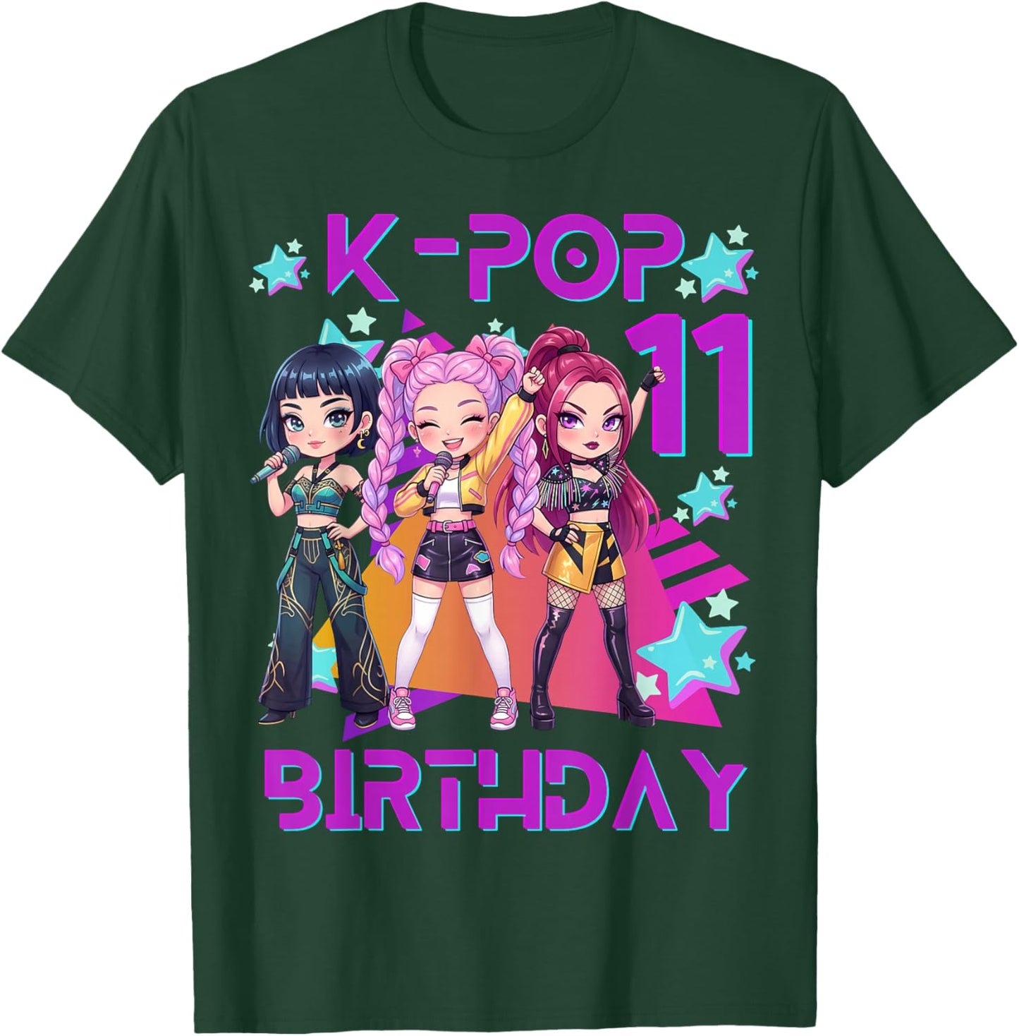 It's My 11th Birthday Cute Chibi Kpop Funny 11 Birthday Girl T-Shirt - T-Shirt | Forest