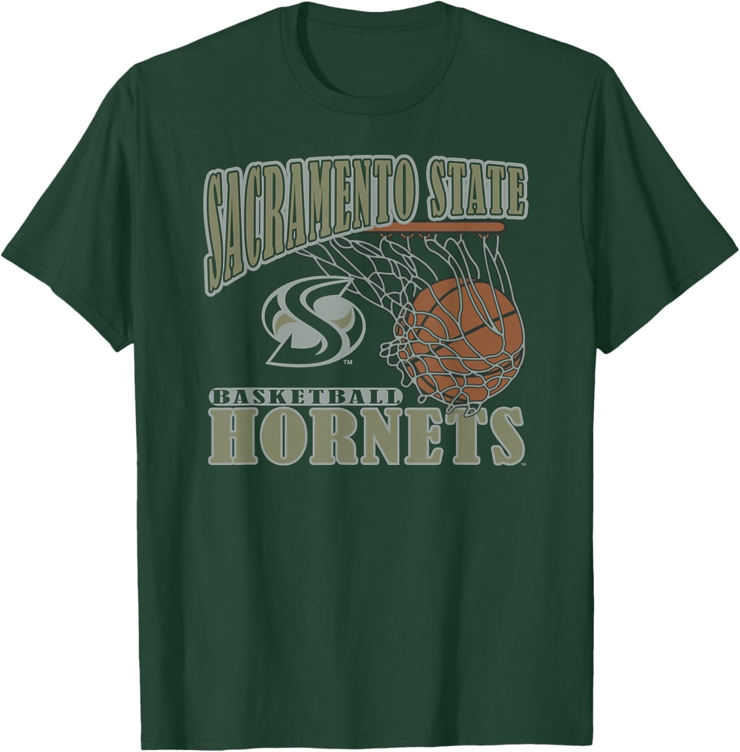 Sacramento State Hornets Basketball Vintage Lift Green T-Shirt - T-Shirt | Forest