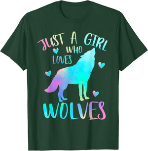 Just a Girl Who Loves wolves Watercolor Cute wolf lover,Short Sleeve T-Shirt - T-Shirt | Forest